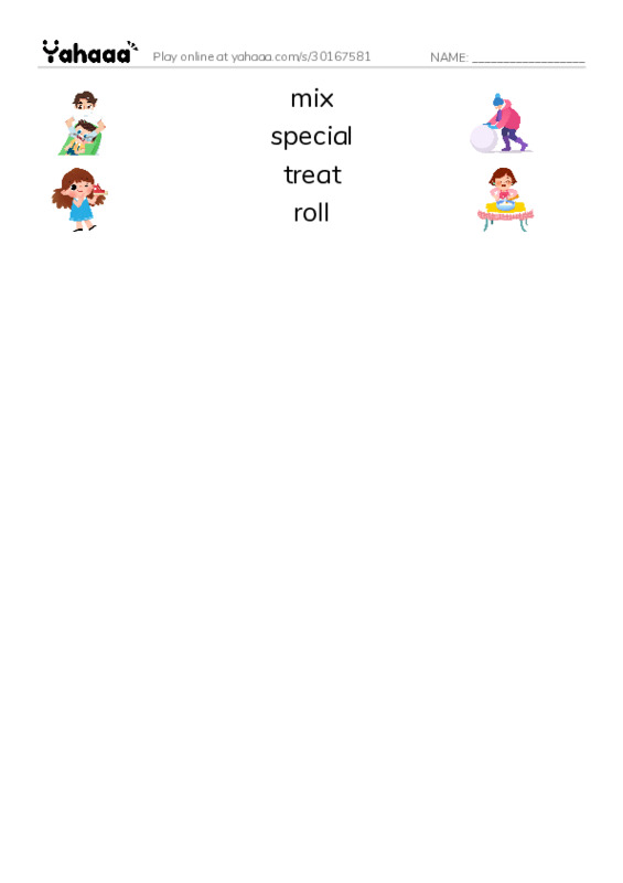 RAZ Vocabulary E: A Sweet Tale PDF three columns match words
