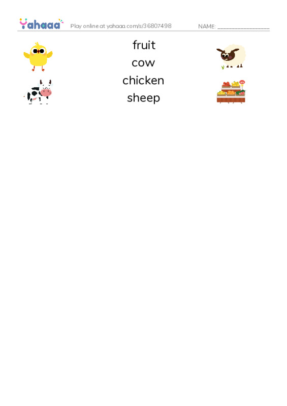 RAZ Vocabulary E: All Kinds of Farms PDF three columns match words