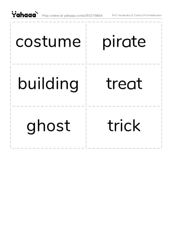 RAZ Vocabulary E: Carloss First Halloween PDF two columns flashcards