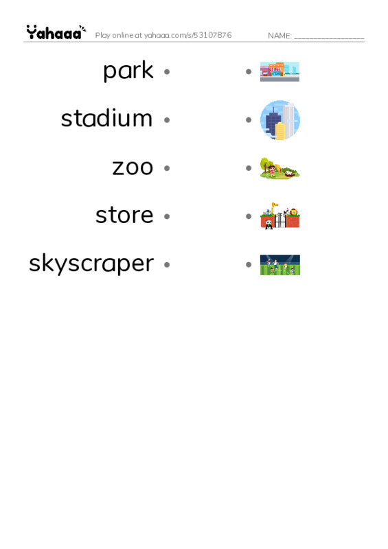 RAZ Vocabulary E: City Places PDF link match words worksheet