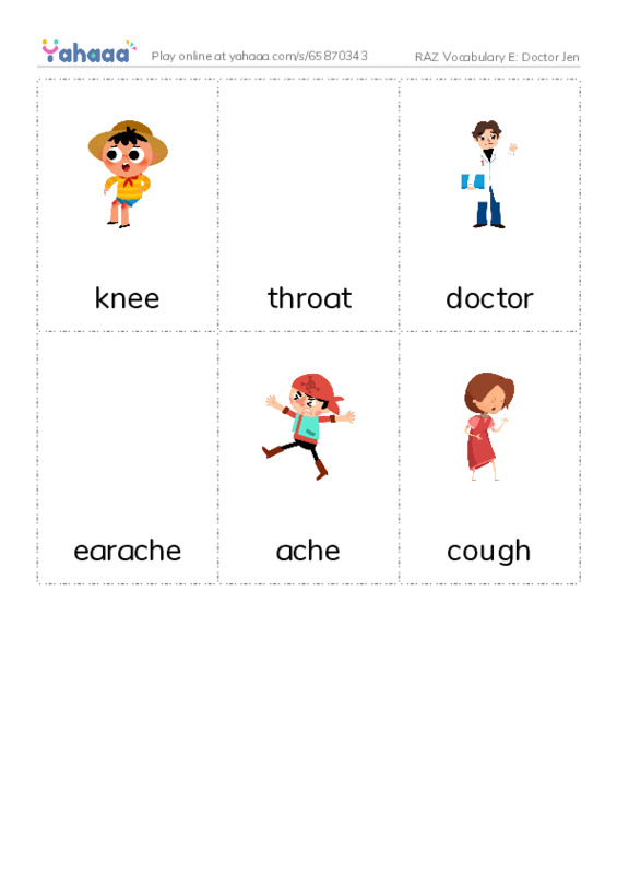 RAZ Vocabulary E: Doctor Jen PDF flaschards with images