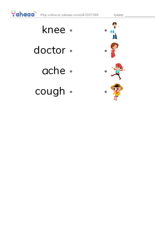 RAZ Vocabulary E: Doctor Jen PDF link match words worksheet