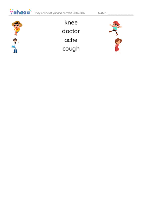 RAZ Vocabulary E: Doctor Jen PDF three columns match words