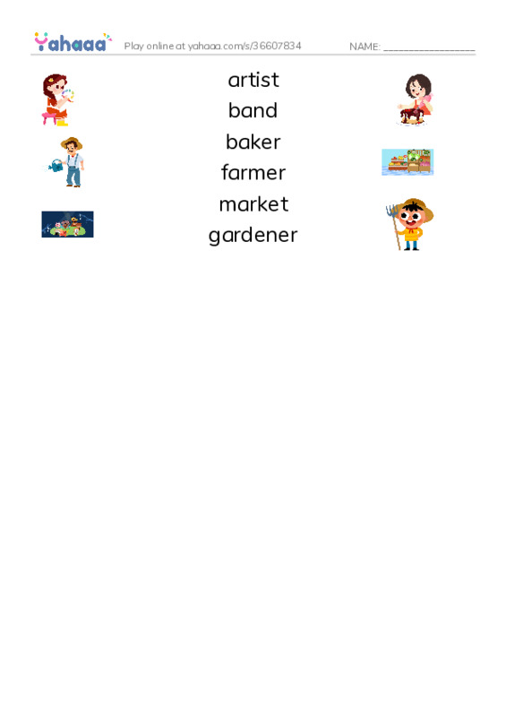 RAZ Vocabulary E: Hooray for the Farmers Market PDF three columns match words