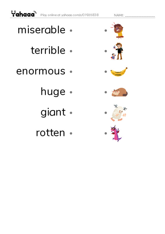 RAZ Vocabulary E: Hugs PDF link match words worksheet