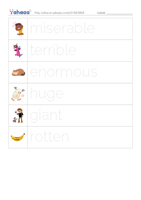 RAZ Vocabulary E: Hugs PDF one column image words