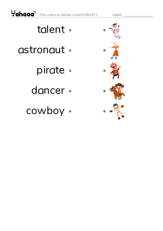 RAZ Vocabulary E: Id Like To Be PDF link match words worksheet