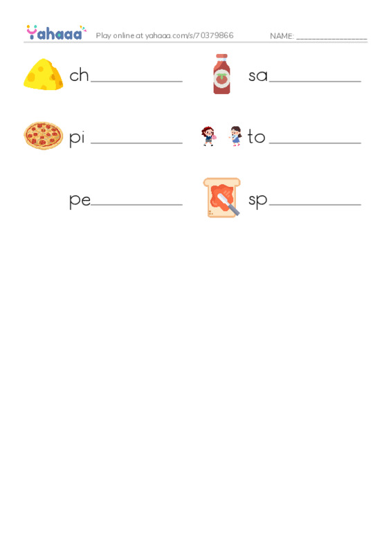 RAZ Vocabulary E: Making Pizza PDF worksheet writing row