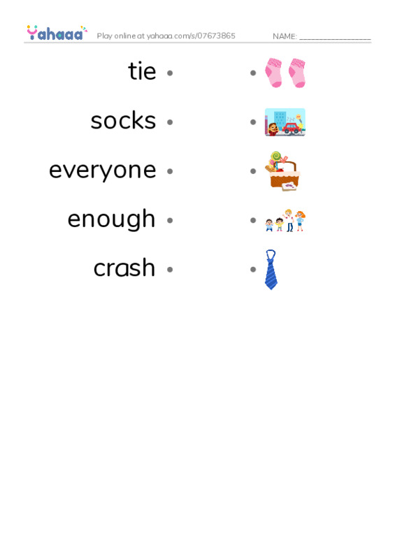 RAZ Vocabulary E: Nothing for Fathers Day PDF link match words worksheet