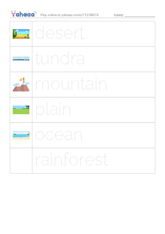 RAZ Vocabulary E: Places Plants and Animals Live PDF one column image words