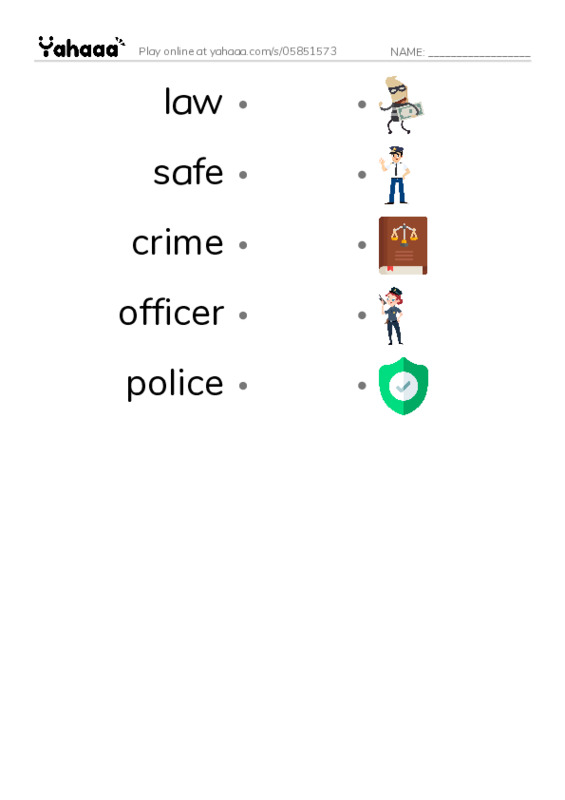 RAZ Vocabulary E: Police Officers PDF link match words worksheet