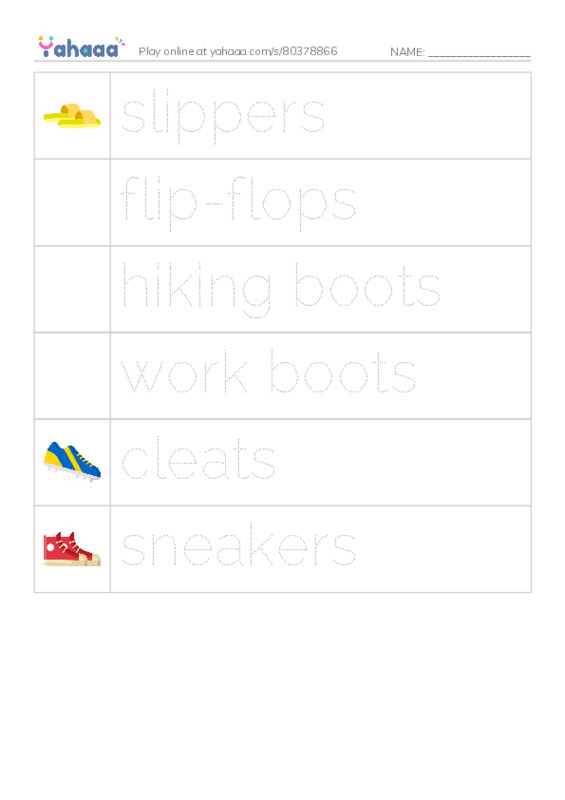 RAZ Vocabulary E: Shoes Men Wear PDF one column image words