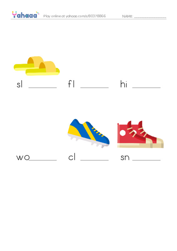 RAZ Vocabulary E: Shoes Men Wear PDF worksheet to fill in words gaps