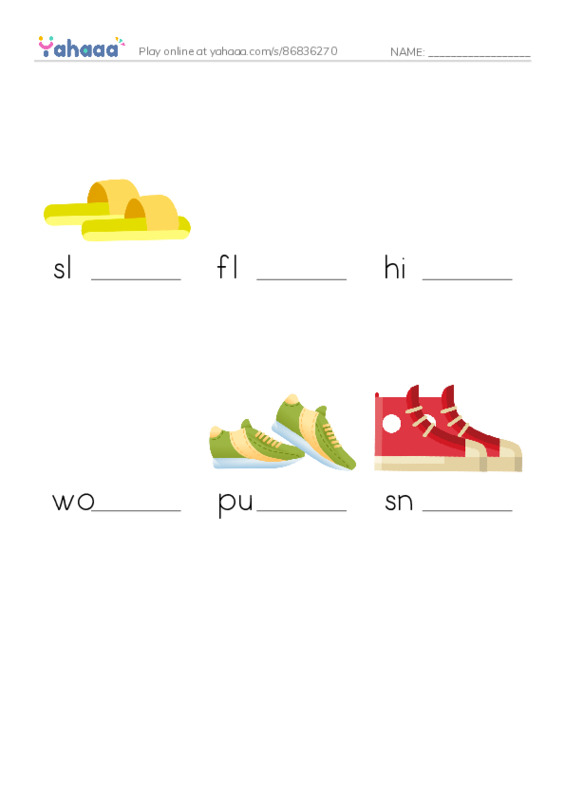 RAZ Vocabulary E: Shoes Women Wear PDF worksheet to fill in words gaps