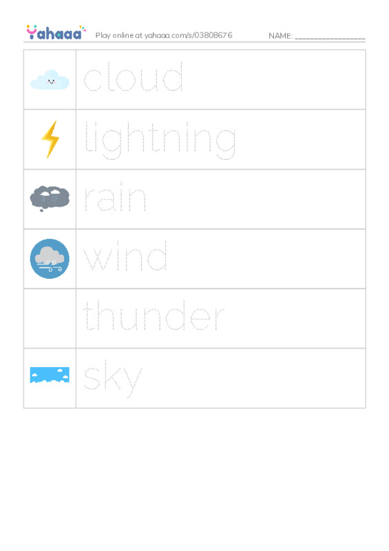 RAZ Vocabulary E: The Storm PDF one column image words