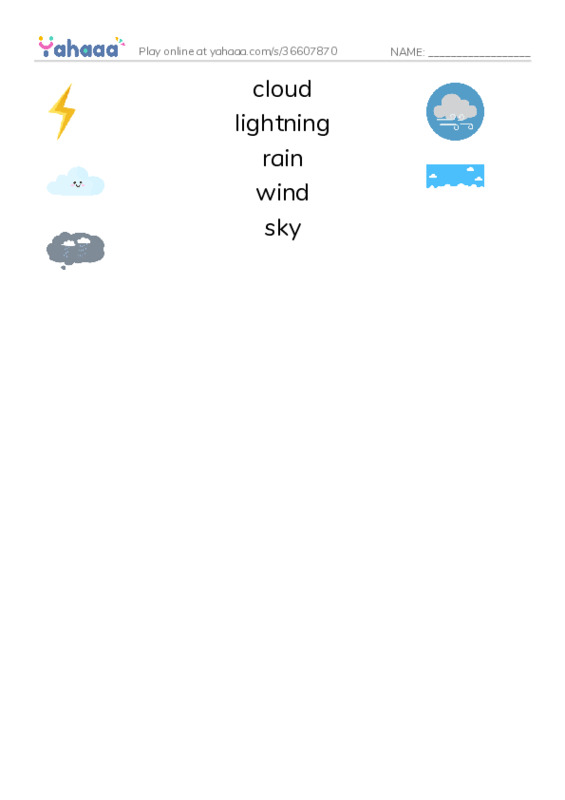 RAZ Vocabulary E: The Storm PDF three columns match words