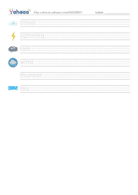 RAZ Vocabulary E: The Storm PDF write between the lines worksheet