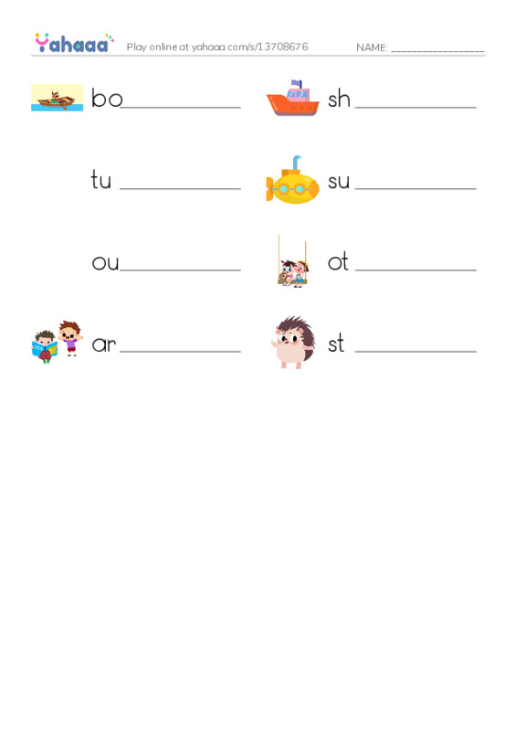 RAZ Vocabulary E: Tiny Tugboat PDF worksheet writing row