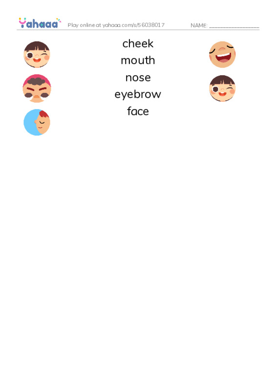 RAZ Vocabulary F: A Clown Face PDF three columns match words