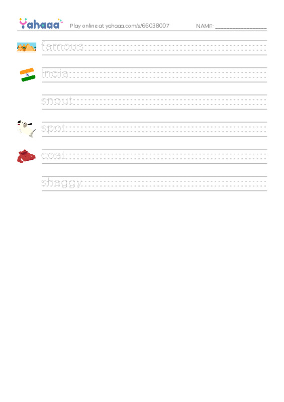 RAZ Vocabulary F: Are You From India PDF write between the lines worksheet