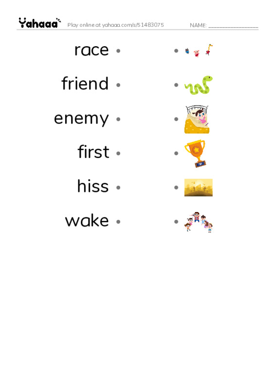 RAZ Vocabulary F: Best of Friends PDF link match words worksheet
