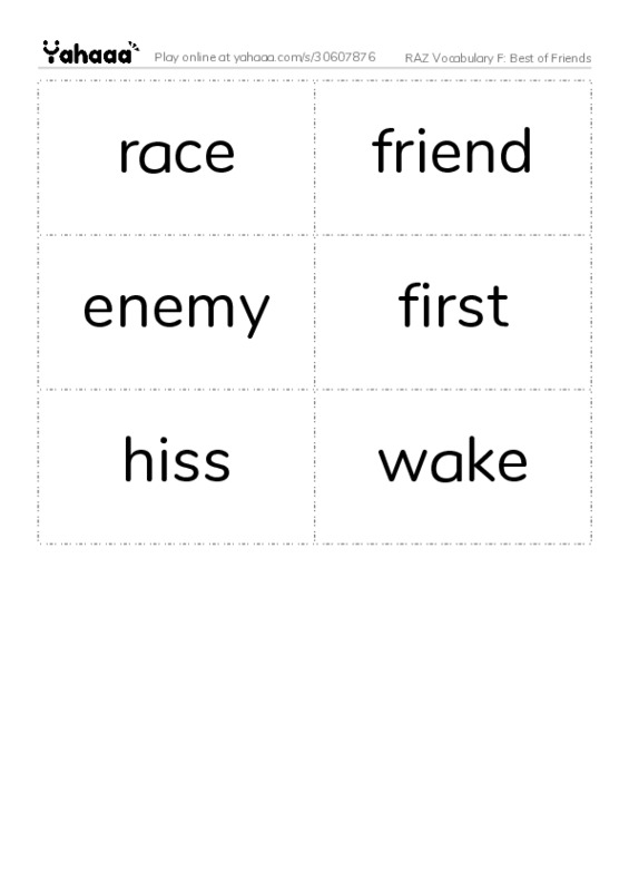 RAZ Vocabulary F: Best of Friends PDF two columns flashcards