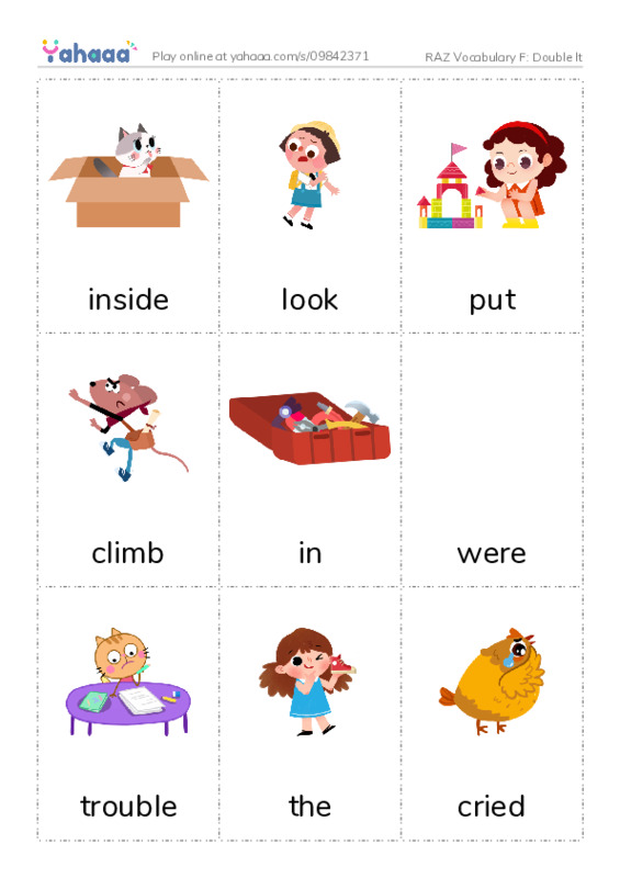 RAZ Vocabulary F: Double It PDF flaschards with images