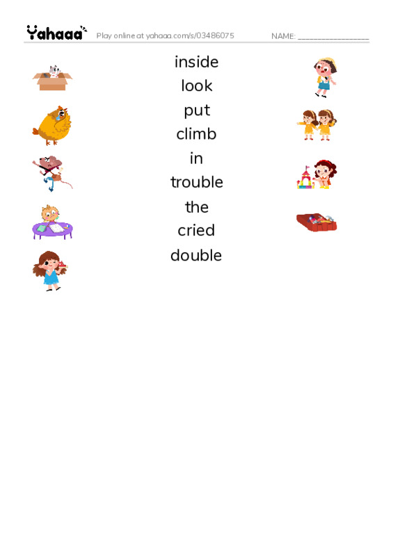 RAZ Vocabulary F: Double It PDF three columns match words