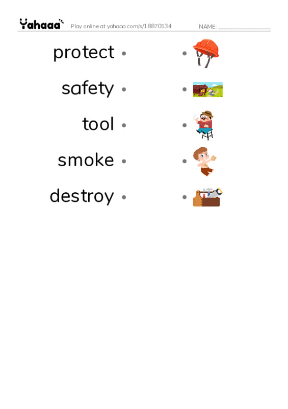 RAZ Vocabulary F: Firefighters PDF link match words worksheet