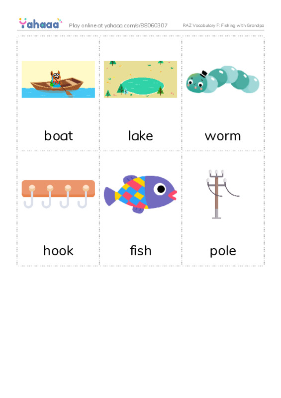 RAZ Vocabulary F: Fishing with Grandpa PDF flaschards with images