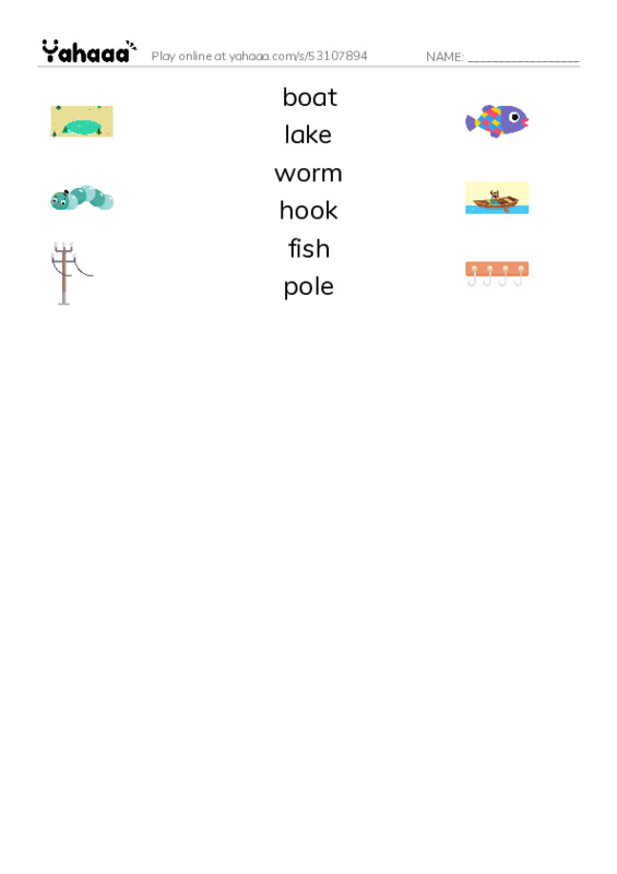 RAZ Vocabulary F: Fishing with Grandpa PDF three columns match words