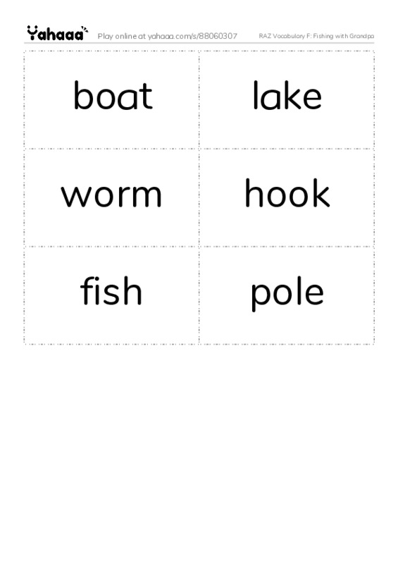 RAZ Vocabulary F: Fishing with Grandpa PDF two columns flashcards