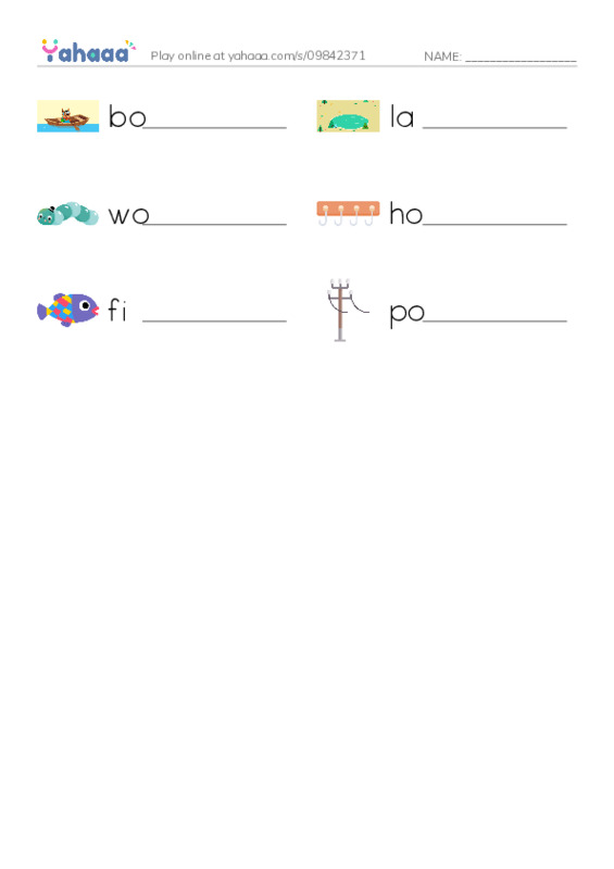 RAZ Vocabulary F: Fishing with Grandpa PDF worksheet writing row