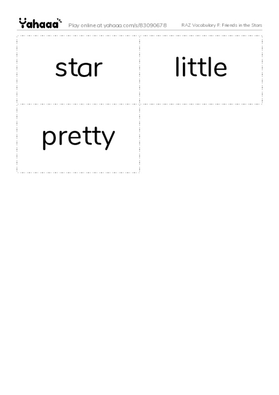 RAZ Vocabulary F: Friends in the Stars PDF two columns flashcards