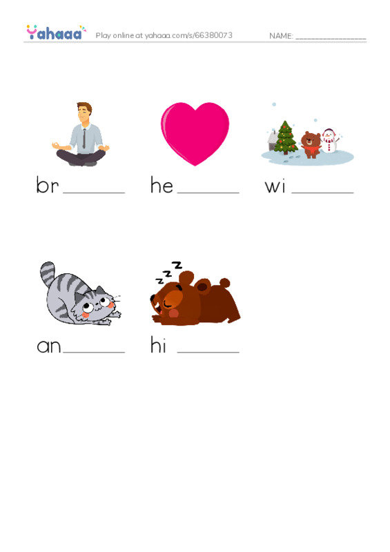 RAZ Vocabulary F: Hibernation PDF worksheet to fill in words gaps