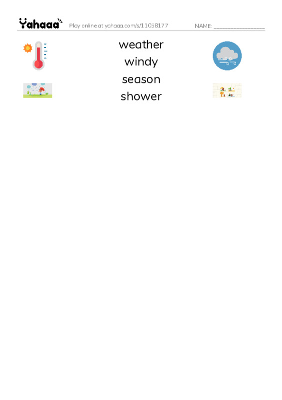 RAZ Vocabulary F: How Is the Weather Today PDF three columns match words