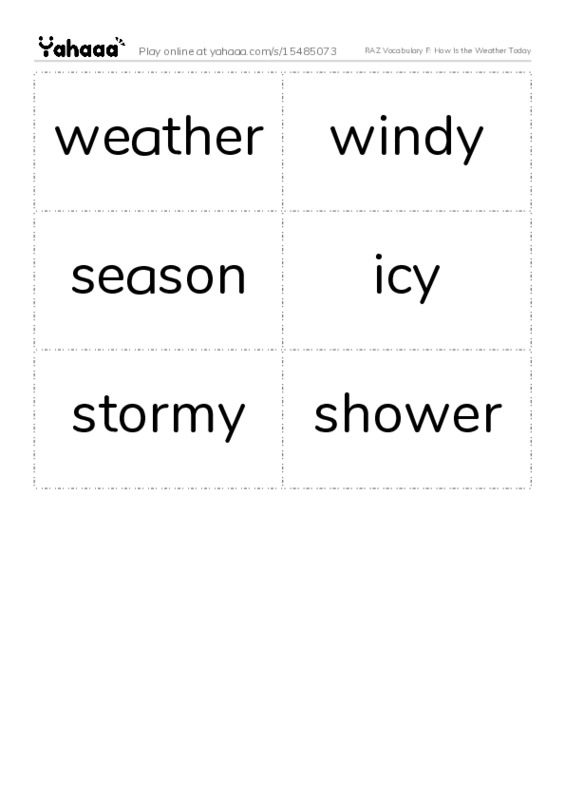RAZ Vocabulary F: How Is the Weather Today PDF two columns flashcards