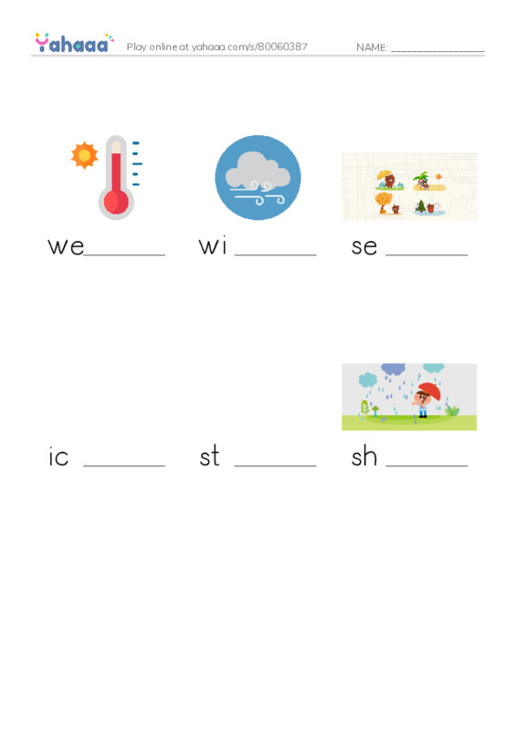 RAZ Vocabulary F: How Is the Weather Today PDF worksheet to fill in words gaps