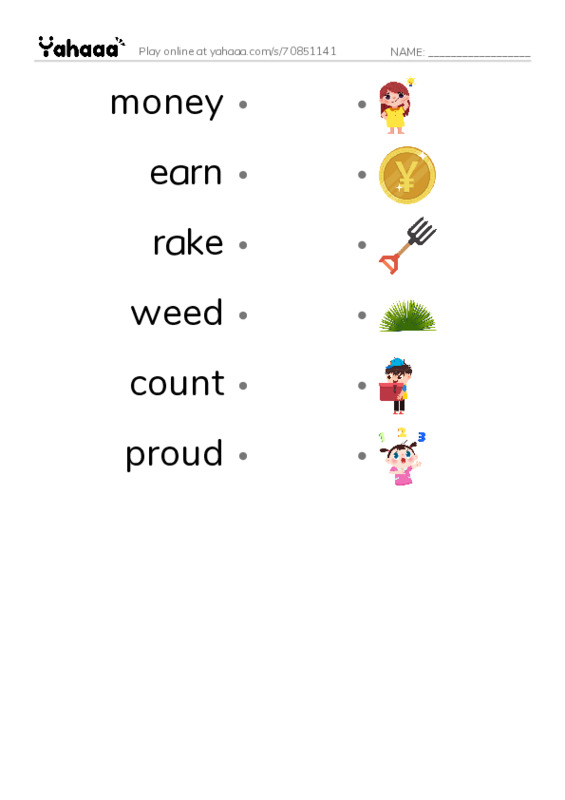 RAZ Vocabulary F: Jobs for James PDF link match words worksheet