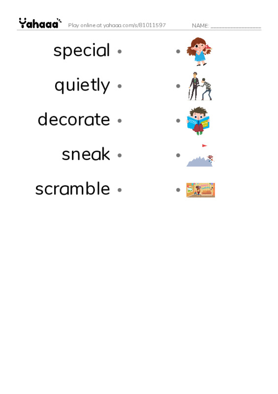 RAZ Vocabulary F: Mothers Day PDF link match words worksheet