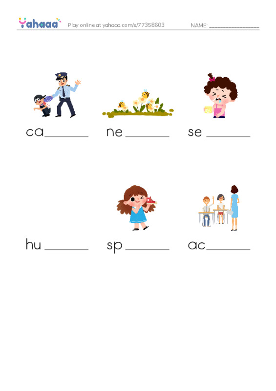 RAZ Vocabulary F: Night Animals PDF worksheet to fill in words gaps