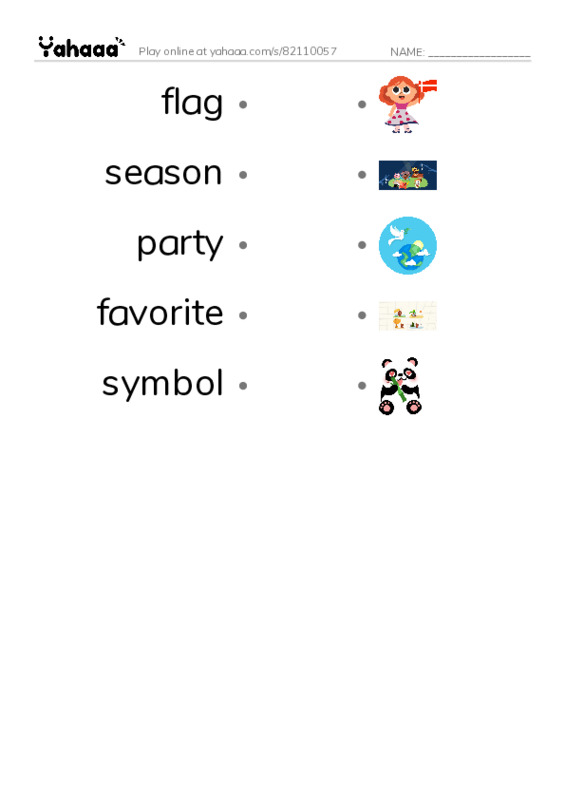 RAZ Vocabulary F: Our Class Flag PDF link match words worksheet