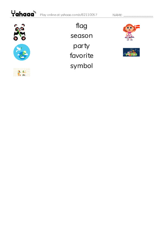 RAZ Vocabulary F: Our Class Flag PDF three columns match words