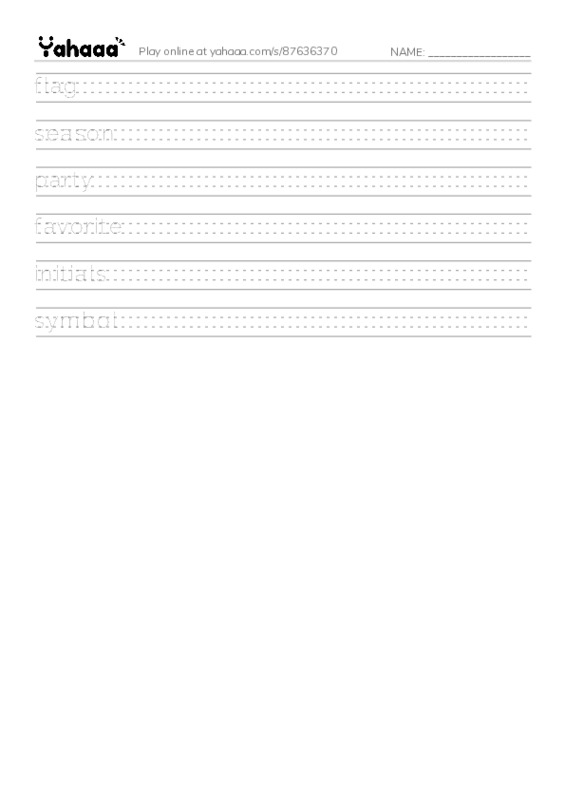 RAZ Vocabulary F: Our Class Flag PDF write between the lines worksheet