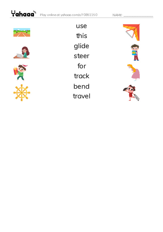 RAZ Vocabulary F: Sleds PDF three columns match words