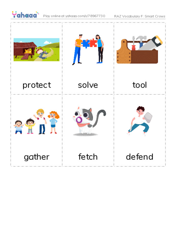 RAZ Vocabulary F: Smart Crows PDF flaschards with images