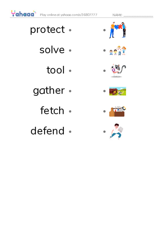 RAZ Vocabulary F: Smart Crows PDF link match words worksheet
