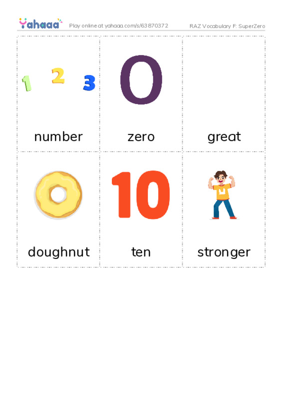 RAZ Vocabulary F: SuperZero PDF flaschards with images