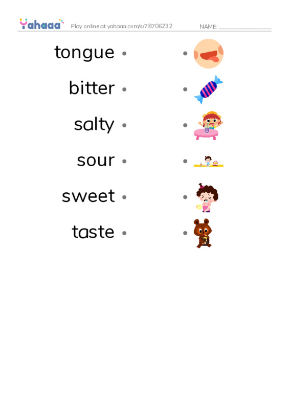 RAZ Vocabulary F: Taste This PDF link match words worksheet
