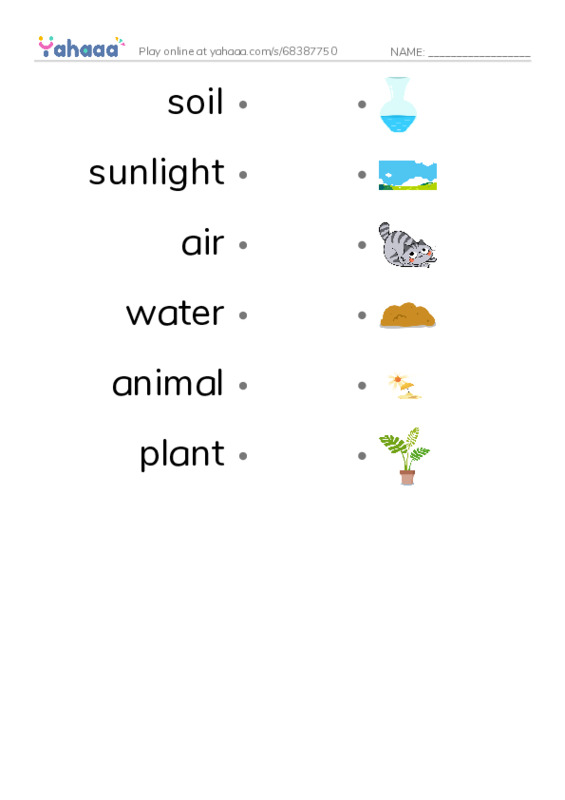 RAZ Vocabulary F: The Food Chain PDF link match words worksheet